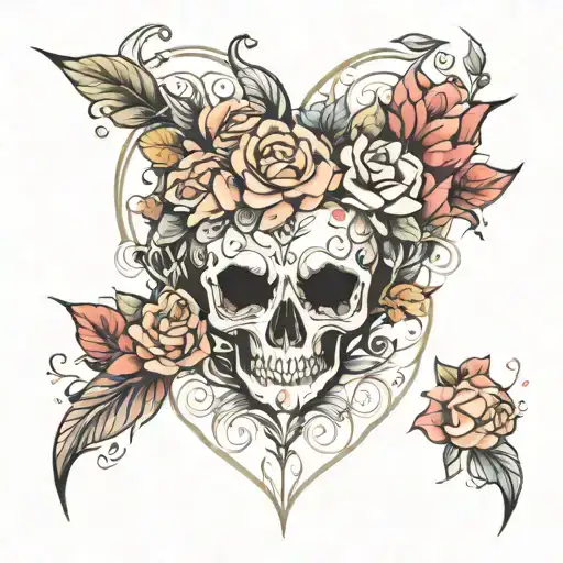 floral heart dreamer  tattoo design idea
