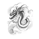 dragon with clouds tattoo design idea
