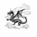 dragon with clouds tattoo design idea