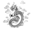 dragon with clouds tattoo design idea
