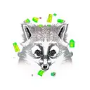 trashpanda with empty wine bottles tattoo design idea