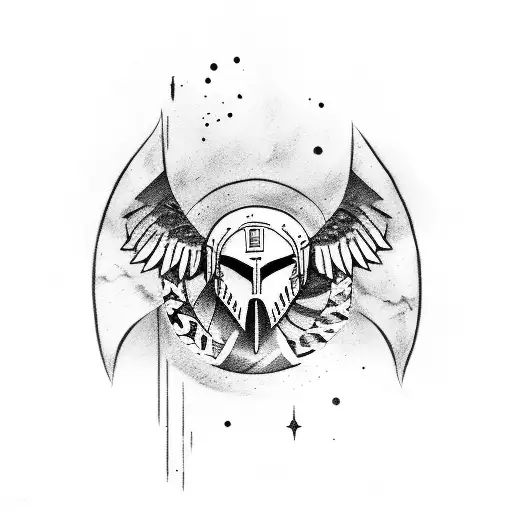 roman Spartan and hawk tattoo design idea