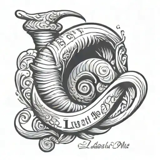 Curling Ram horn with the words I Leave You The Best of Me tattoo design idea