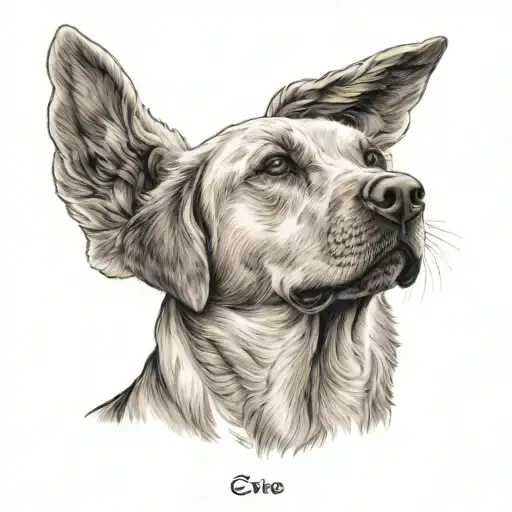 female labrador dog giving high-five from heaven having a name coco tattoo design idea