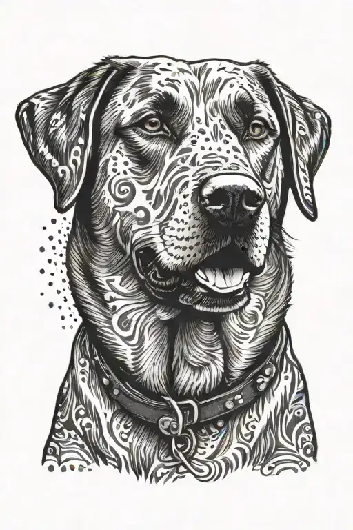 happy labrador dog with its owner tattoo design idea