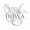 the name 'diva' with a cool twist tattoo design idea