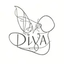 the name 'diva' with a cool twist tattoo design idea
