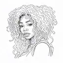 A portrait of SZA in a sketch style, with elements of black-grey shading to add depth and dimension to the tattoo tattoo design idea