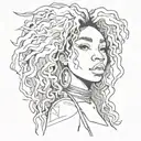 A portrait of SZA in a sketch style, with elements of black-grey shading to add depth and dimension to the tattoo tattoo design idea