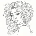 A portrait of SZA in a sketch style, with elements of black-grey shading to add depth and dimension to the tattoo tattoo design idea