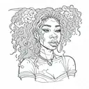 A portrait of SZA in a sketch style, with elements of black-grey shading to add depth and dimension to the tattoo tattoo design idea