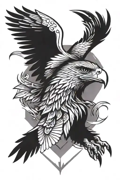 eagle wings with doe face tattoo design idea