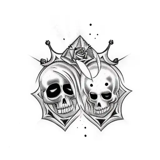 dark gothy and hearts and skulls kinda cute and simple tattoo design idea