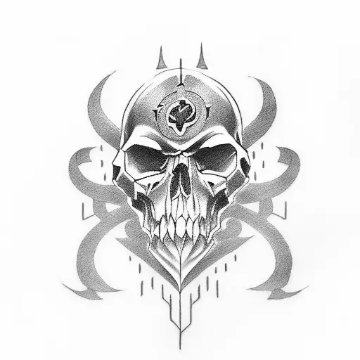 dark gothy and heats and skulls kinda cute and simple tattoo design idea