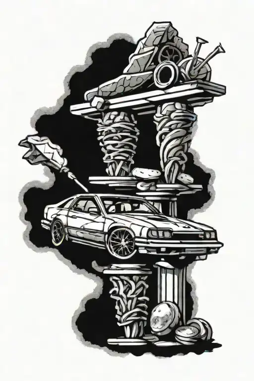 Car money kebab tattoo design idea