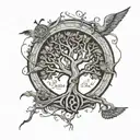 karma tree of life norse rune tattoo design idea
