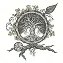 karma tree of life norse rune tattoo design idea