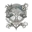 karma tree of life norse rune tattoo design idea