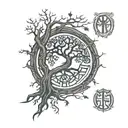 karma tree of life norse rune tattoo design idea