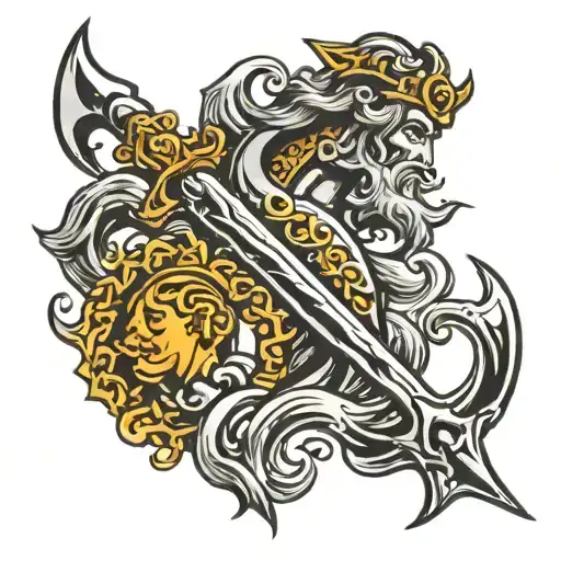 Poseidon's  trident tattoo design idea