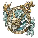Poseidon's  trident tattoo design idea