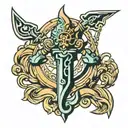 Poseidon's  trident tattoo design idea