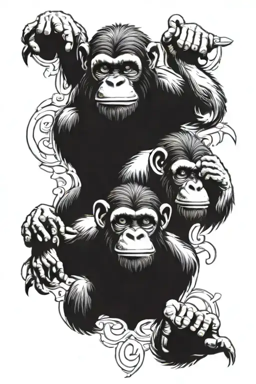 three wise monkeys tattoo design idea