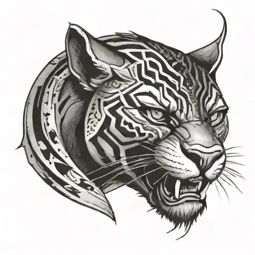 black panther ready to hunt and take the leap of his life tattoo design idea