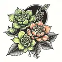 succulent flowers  tattoo design idea