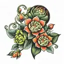 succulent flowers  tattoo design idea
