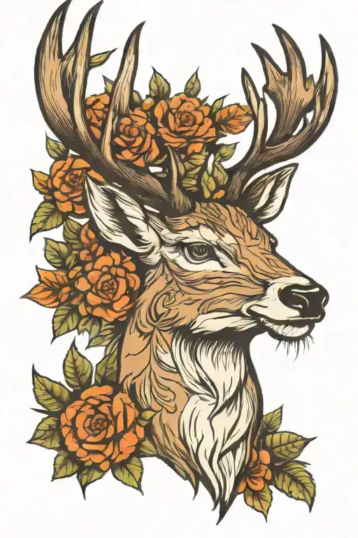 stag head tattoo design idea