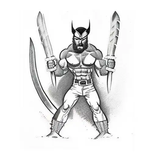 Wolverine Warrior full body tattoo design idea