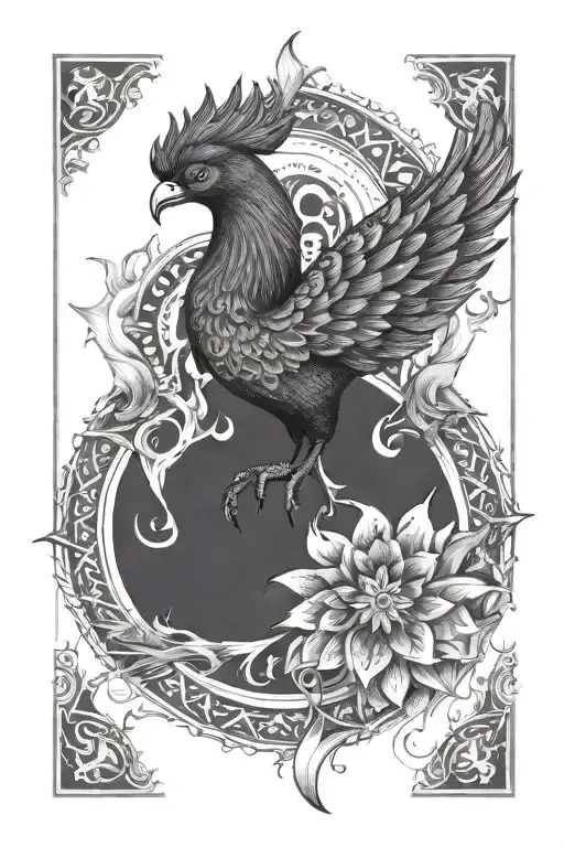 Mandala Phoenix black and White with flame on the arm  0 RESULTS tattoo design idea