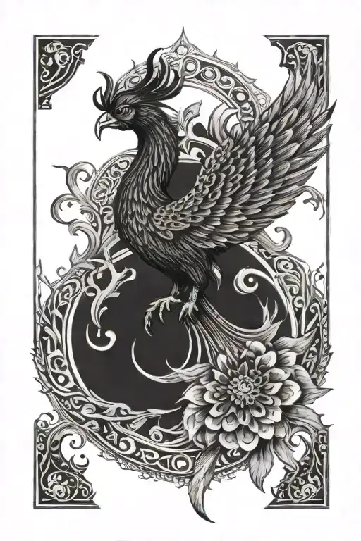 Mandala Phoenix black and White with flame on the arm  0 RESULTS tattoo design idea
