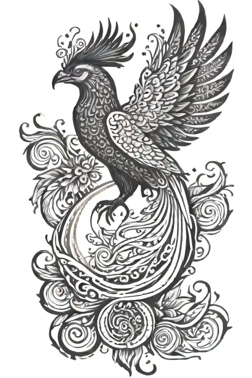 Mandala Phoenix black and White with flame on the arm  0 RESULTS tattoo design idea