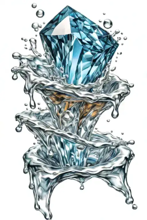 a precious gem splashing on water tattoo design idea