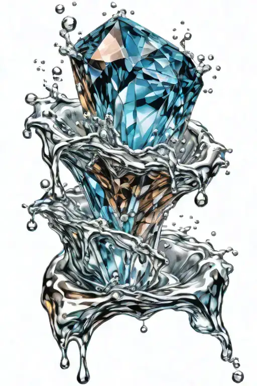 a precious gem splashing on water tattoo design idea