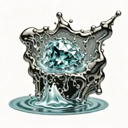 a small onyx crystal splashing on water tattoo design idea
