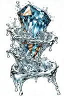 a precious gem splashing on water tattoo design idea
