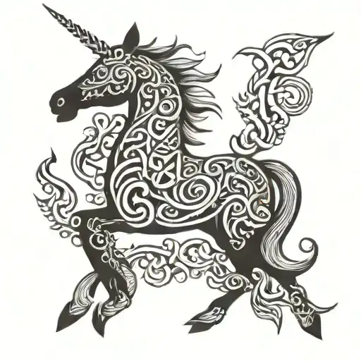 unicorn celtic tattoo design idea