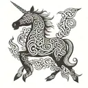 unicorn celtic tattoo design idea