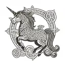 unicorn celtic tattoo design idea