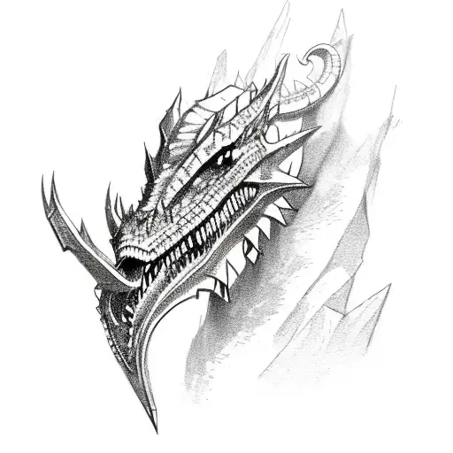 Skyrim dragons with trees and mountains tattoo design idea