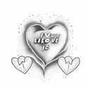 text saying: "I ❤️ Jennifer Tilly" in the shape of a heart tattoo design idea