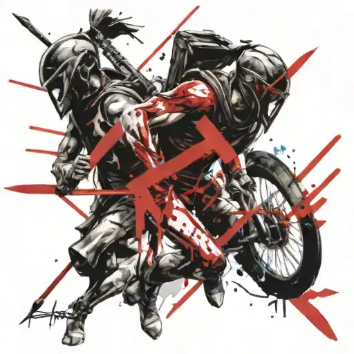 fighter spartans running into arrows tattoo design idea