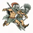 fighter spartans running into arrows tattoo design idea