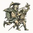 fighter spartans running into arrows tattoo design idea