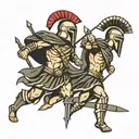 fighter spartans running into arrows tattoo design idea