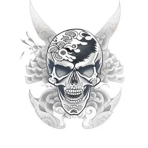 skeleton skateboarding tattoo design idea