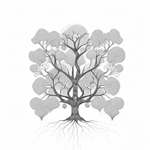 A whimsical tree of life design with each branch representing the growth and love of each child tattoo design idea